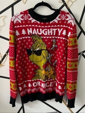 Red Grinch Graphic Crewneck Holiday Sweater
